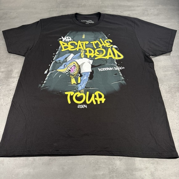 BossMan Dlow Rap T Shirt Mens XL Extra Large Black Mr Beat The Road Merch Tour - Picture 1 of 8